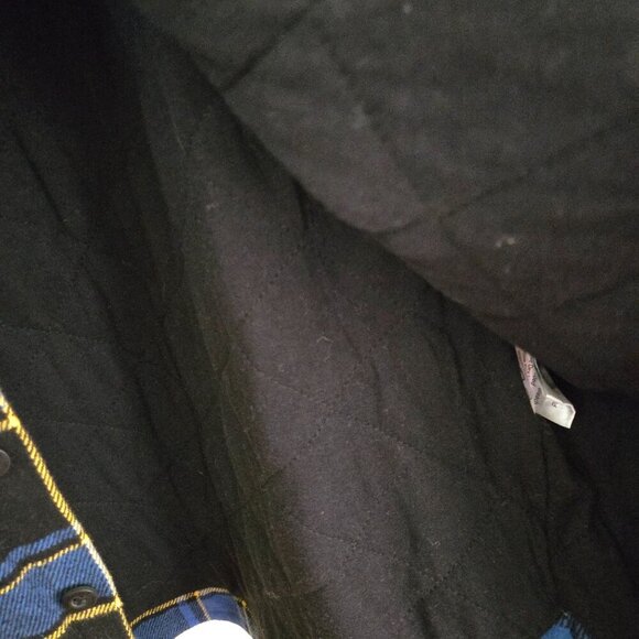 Techstyles Heavyweight Blue Black Plaid Shirt Jacket Quilted Lining Size L - Picture 6 of 9